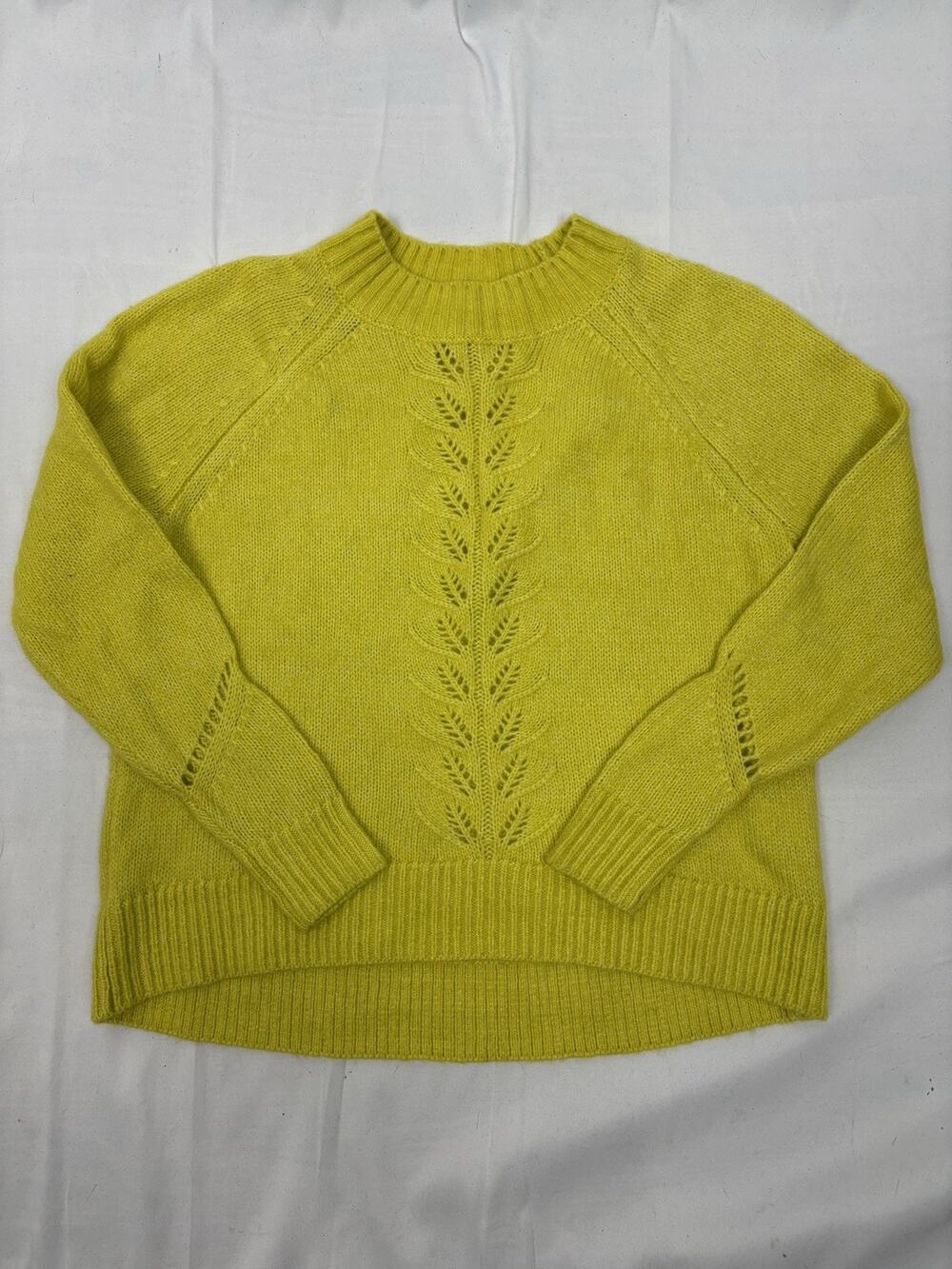 LOFT Ann Taylor Pointelle Women's Pullover Long Sleeve Sweater Dusty Lemon XSP